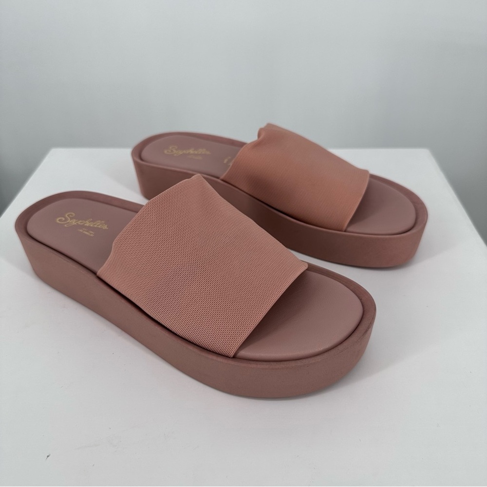Seychelles Catamaran Blush Platform Sandals size 9 Slip On Fabric Solid